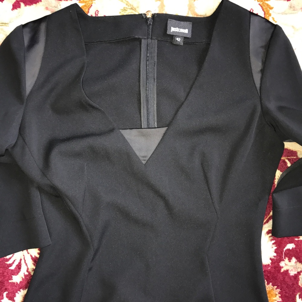 Just Cavalli black v-neck dress with paneling - Picture 3 of 6